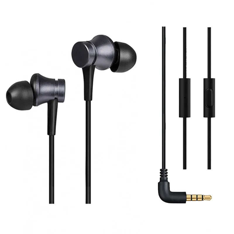 Wired piston in-ear headphones with 3.5mm connector in black, blue and red colour options