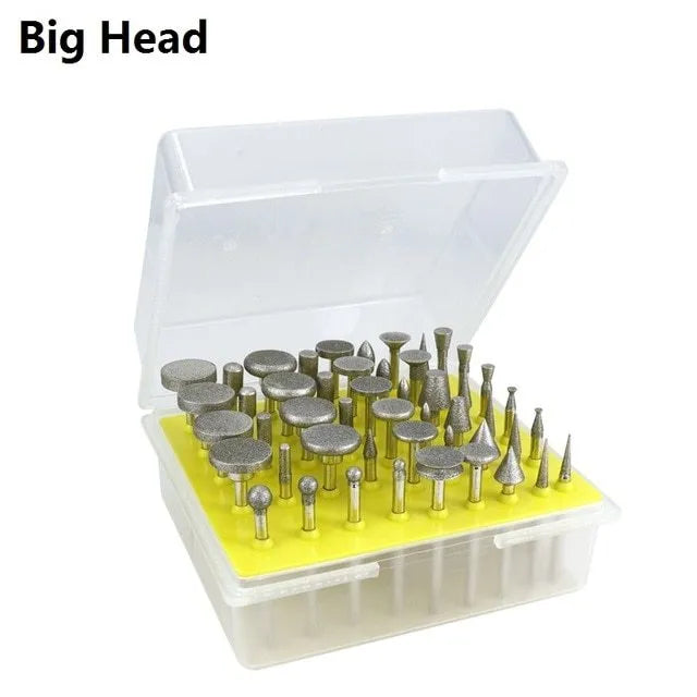 Elliptical cone emery grinding heads with diamond and golden diamond colours for glass, jade, and stone grinding