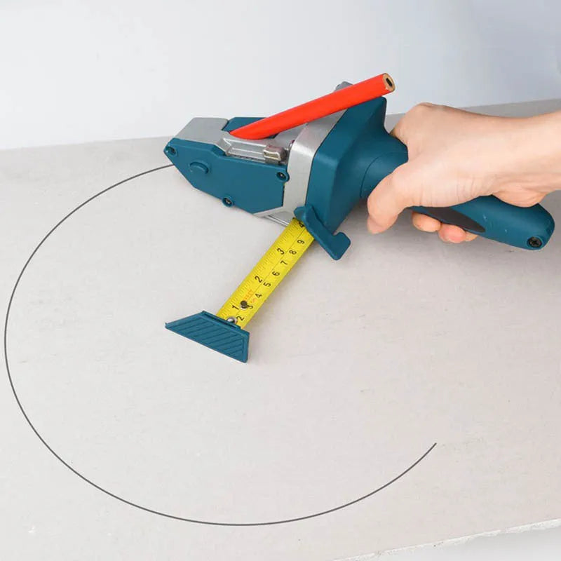 Blue multifunctional woodworking cutter with aluminium alloy frame and TPR handle for dust-free board cutting.