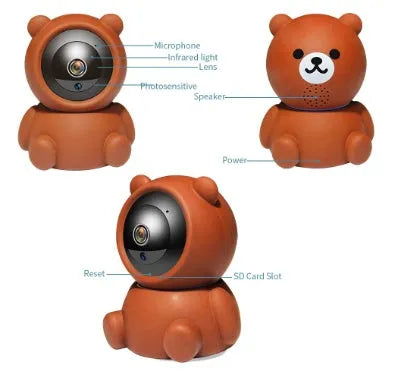 Bear 1080P WiFi security camera with auto-tracking and infrared night vision for home monitoring