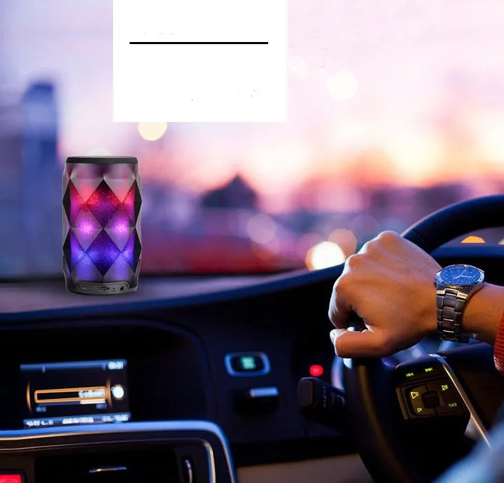 Black crystal diamond cut Coke can shaped Bluetooth lantern speaker with colourful LED starry sky lighting effect.