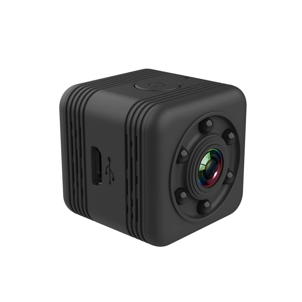 Black waterproof sports camera with GPCV4225 chip and MicroUSB port for 240 minute recording