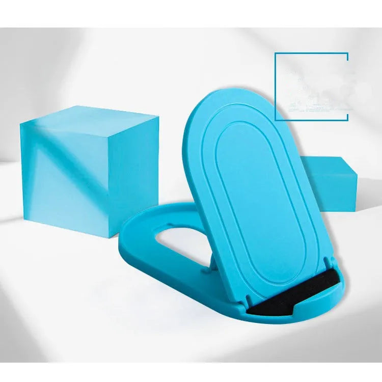 Plastic mobile phone stand with lazy bracket design in six colour options on white background