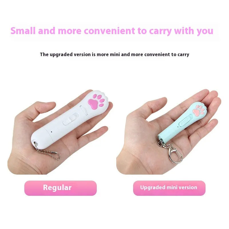 Infrared pet laser toy with cat teasing stick in blue colour.