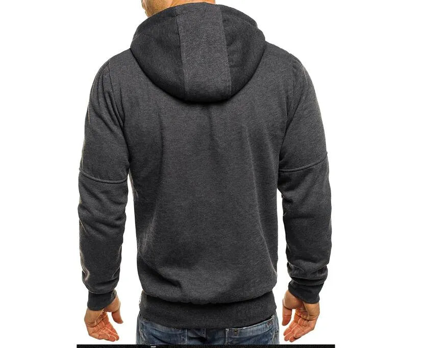 Men's hooded camouflage jacquard cotton blend jacket zip front long sleeve loose fit casual wear
