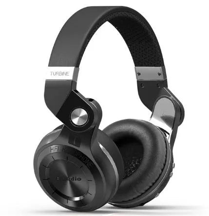 Bluedio T2 Plus Bluetooth on-ear wireless headphones in black, white, red, or blue.