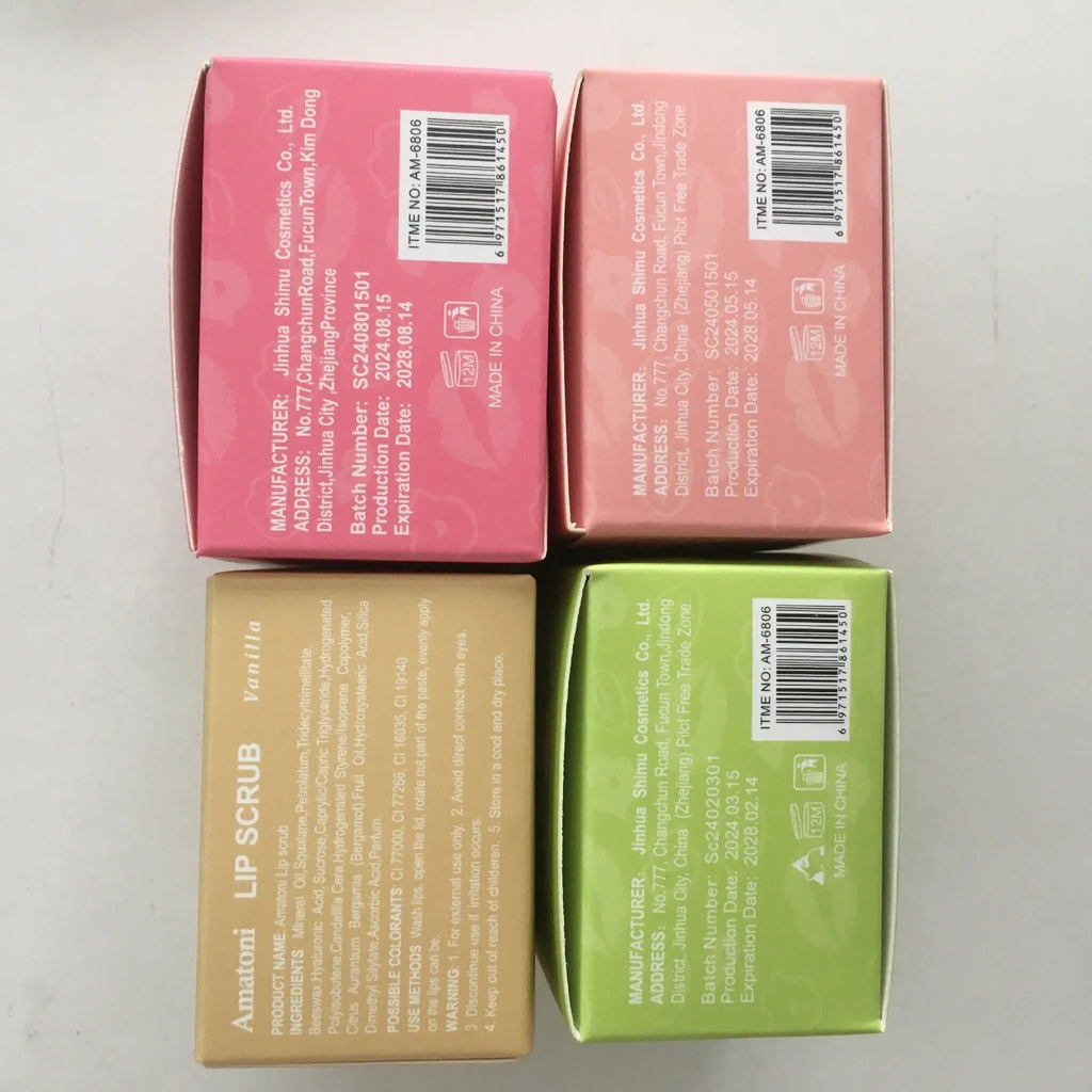30g jar of Amatoni fruit flavour lip scrub cream in coconut, raspberry, vanilla or watermelon.