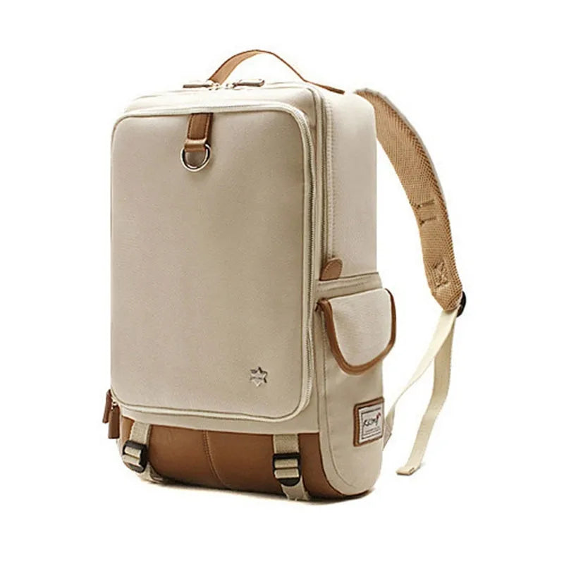Men's Oxford cloth backpack with multiple compartments shown in Army Green colour