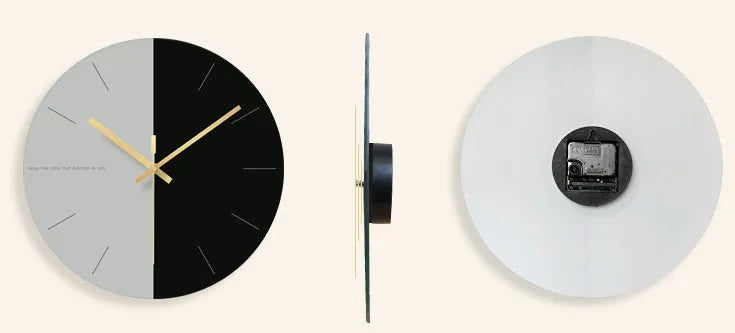 Transparent tempered glass wall clock with minimalist markings, 29.5cm diameter