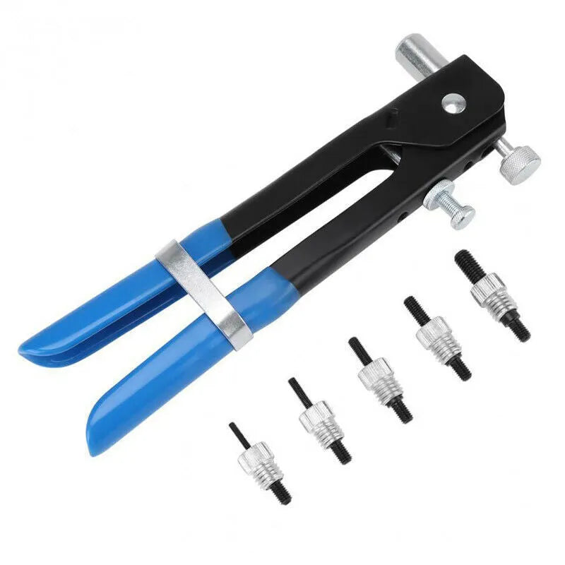 Alloy steel manual riveter nut set showing rivet gun and fasteners in 106pc or 86pc configuration