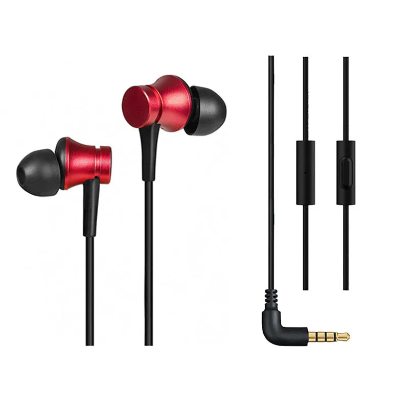 Wired piston in-ear headphones with 3.5mm connector in black, blue and red colour options
