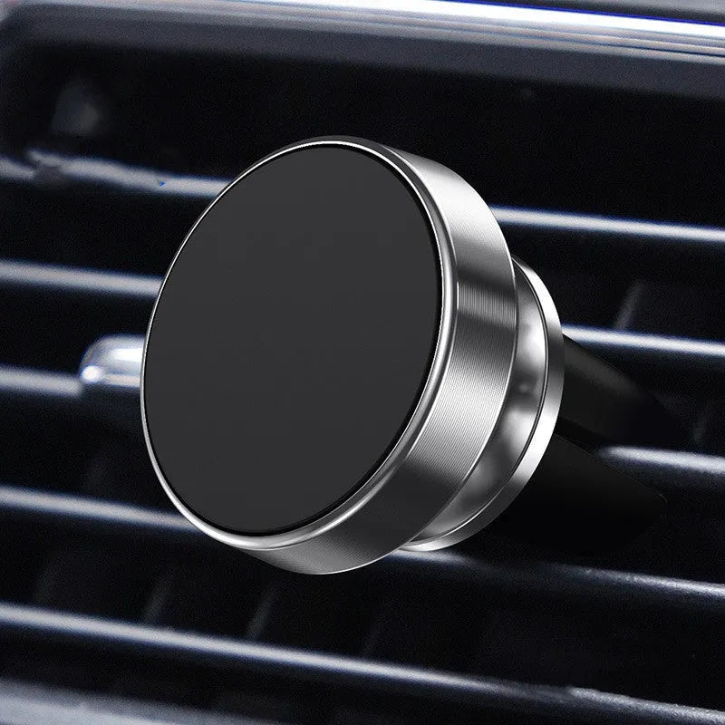 Aluminium alloy magnetic car phone holder in black colour with CD texture surface