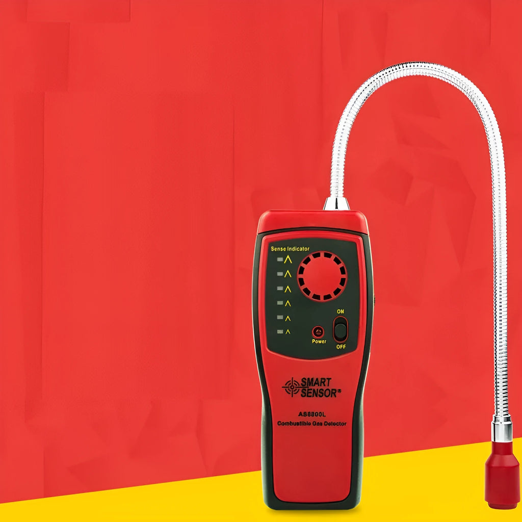 AS8800L portable flammable gas detector unit showing front panel with LED lights