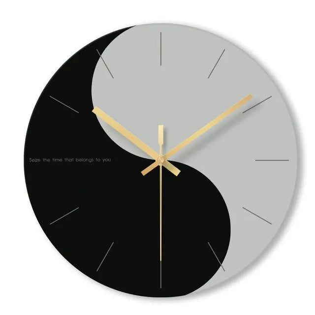 Transparent tempered glass wall clock with minimalist markings, 29.5cm diameter