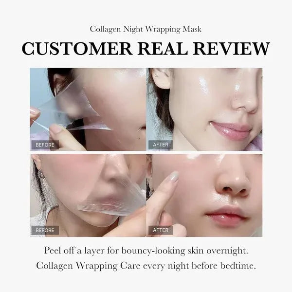75ml bottle of collagen night face mask with application brush for skin firming and hydration.