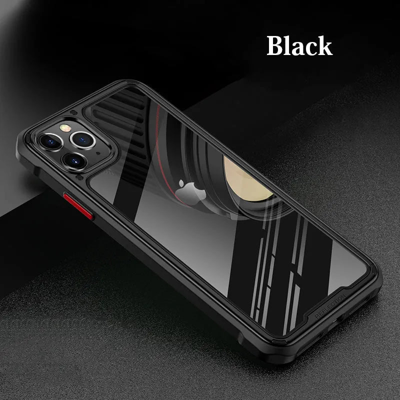 Transparent silicone iPhone 11 case showing back cover design in six colour options