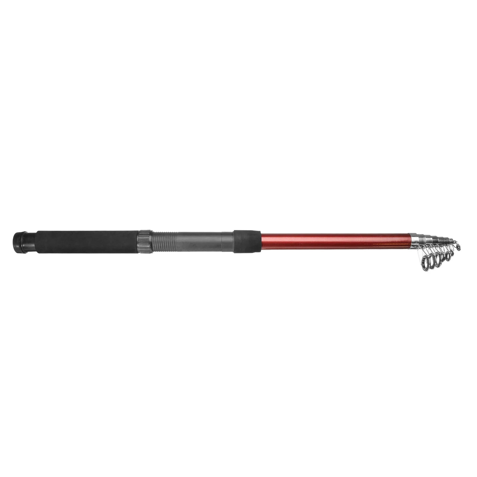 White LED fishing rod light with telescopic pole extended, showing remote control.