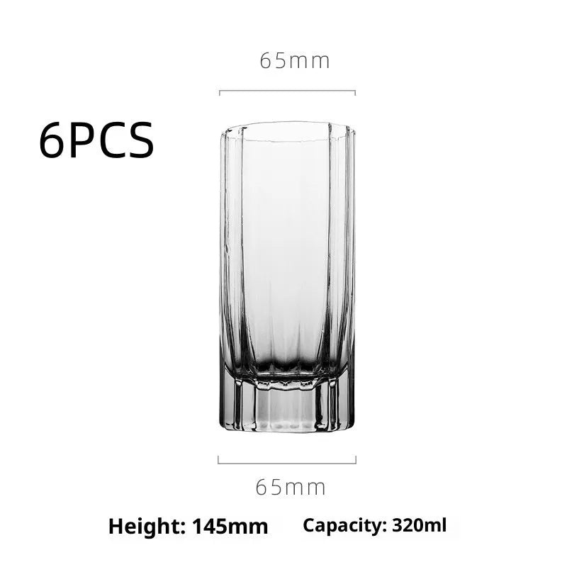 Light luxury crystal glass thick bottom lace whiskey glass with clear transparency, single tumbler style.