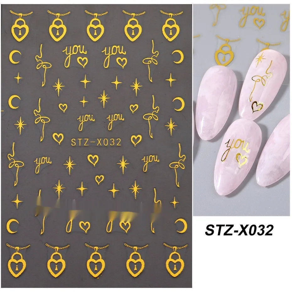 Black and silver strip cartoon nail art stickers on plastic patch