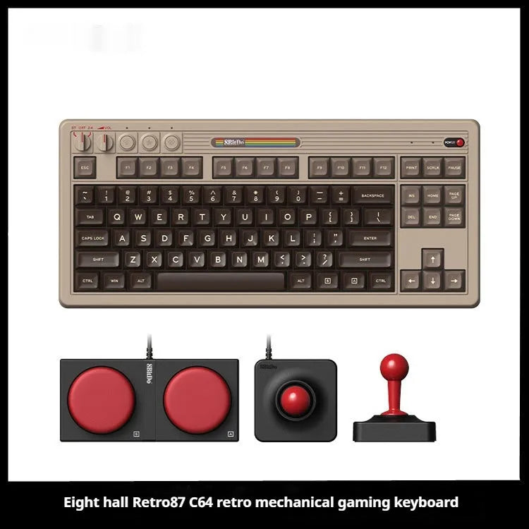 Retro mechanical gaming keyboard with wireless Bluetooth connectivity and rocker control on ABS plastic housing