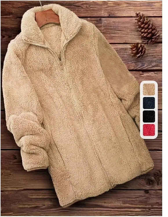 Man's black double-sided fleece jacket with a fleece lining, showing front view.
