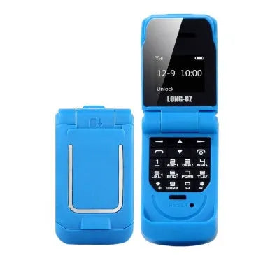 Mini flip phone in six colour options with flip cover design and small screen
