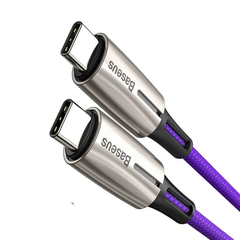 Purple and red dual Type-C USB-C data cable with 1 metre length for PD60W fast charging
