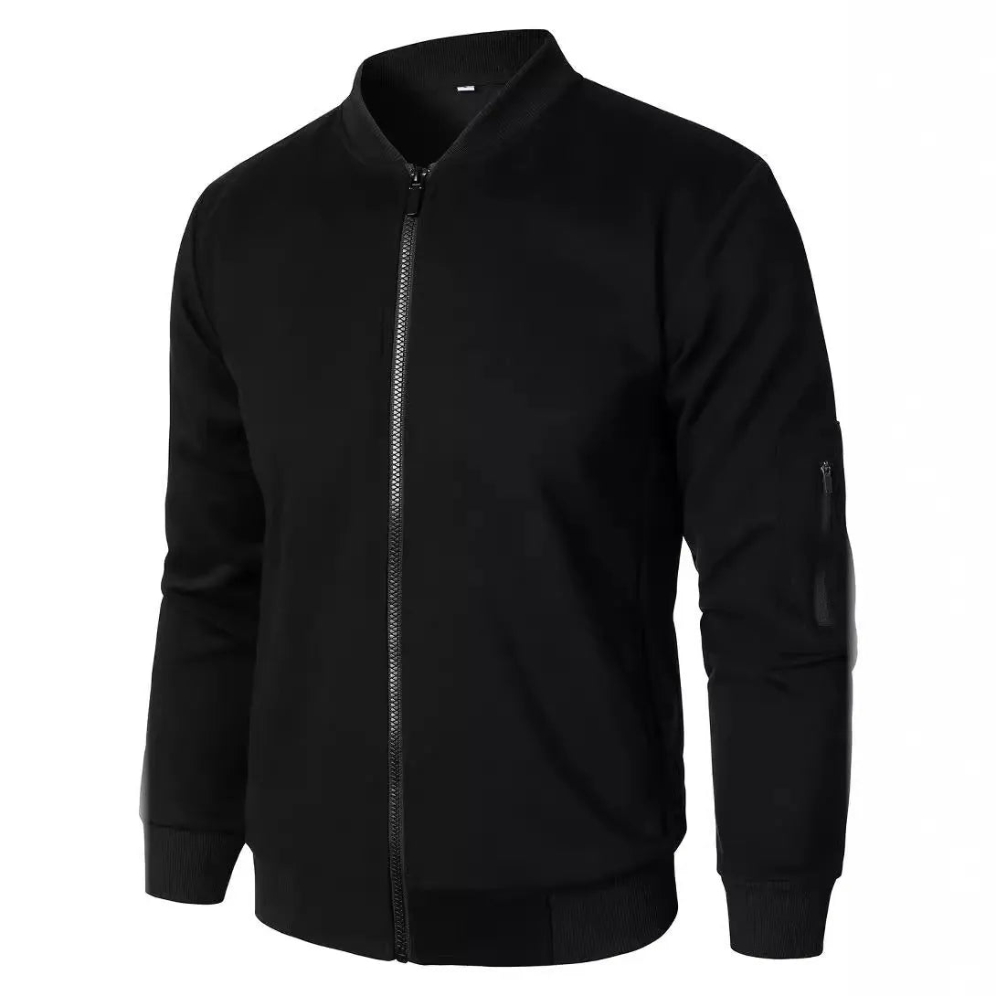 Men's loose fit knitted jacket in light business style, colours black blue grey