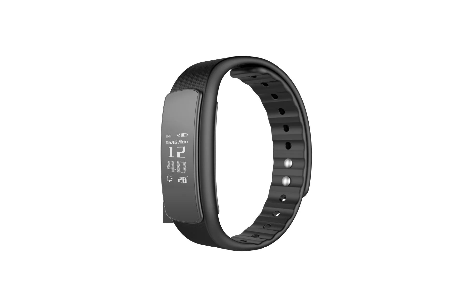 I6 smart sports bracelet with 0.96-inch touch screen in black colour on wrist