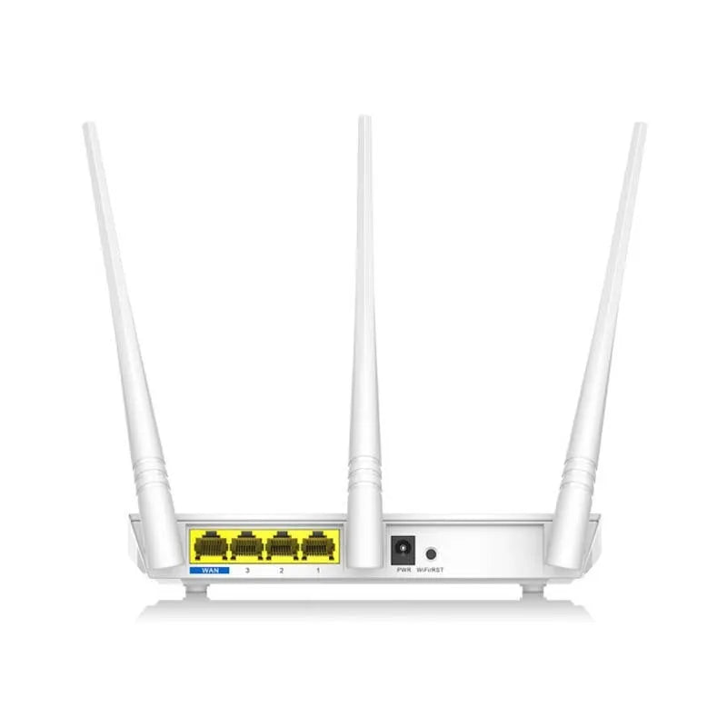 White dual-band wireless router with 2.4GHz and 5GHz frequency support for broadband internet connections
