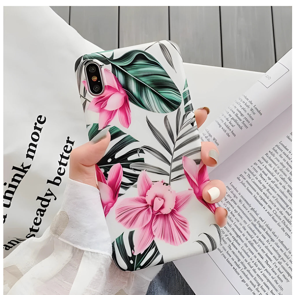 Pink floral pattern TPU back cover case for iPhone