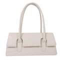 Women's black PU leather square shoulder bag with single strap and stitching detail