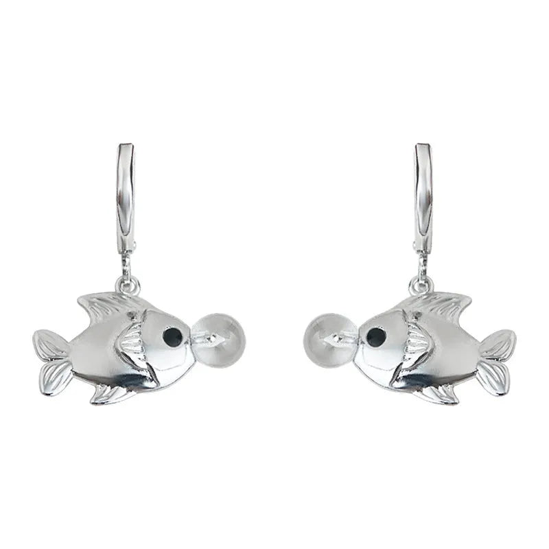 Original bubble fish design earrings with copper construction and electroplating finish