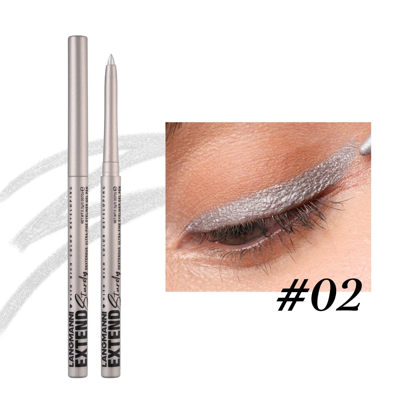 Set of 12 colourful gel glitter eyeliner pencils showing matte, glitter, metallic and pearl shades.