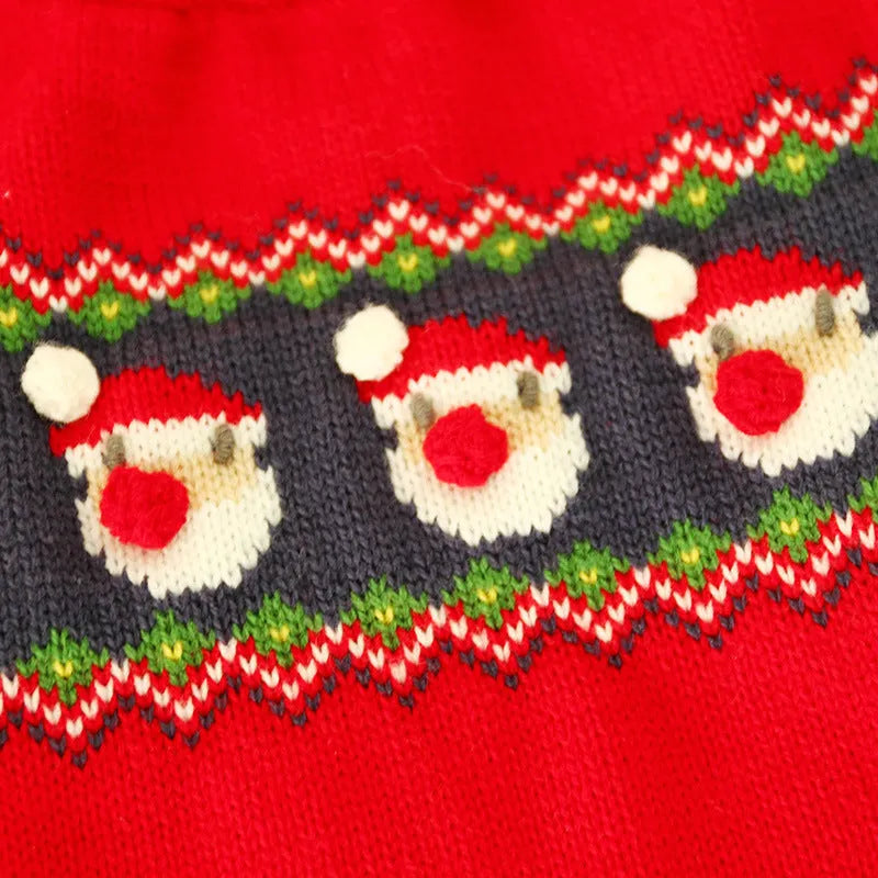 Christmas dog sweater in Santa Claus red colour, polyester casual pullover for pets