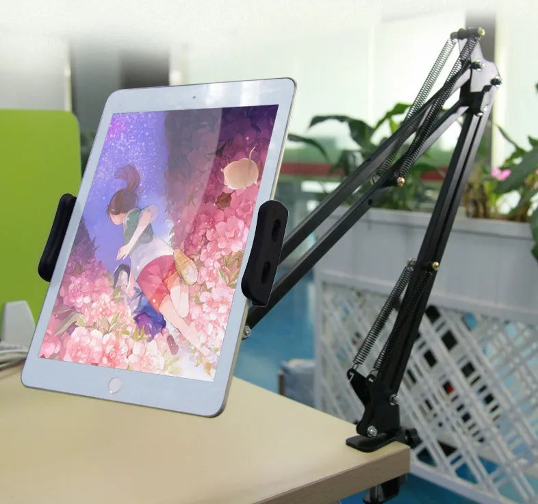 10cm folding phone tablet stand in black colour showing adjustable height feature