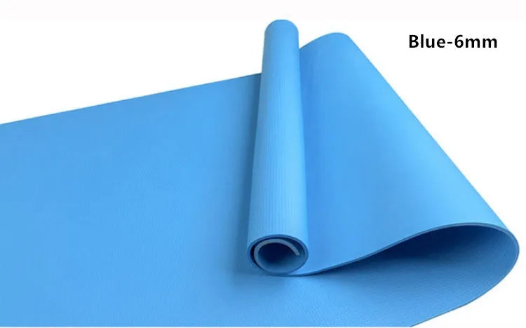 Red EVA fitness yoga mat showing its texture, with a 4mm thickness edge visible.