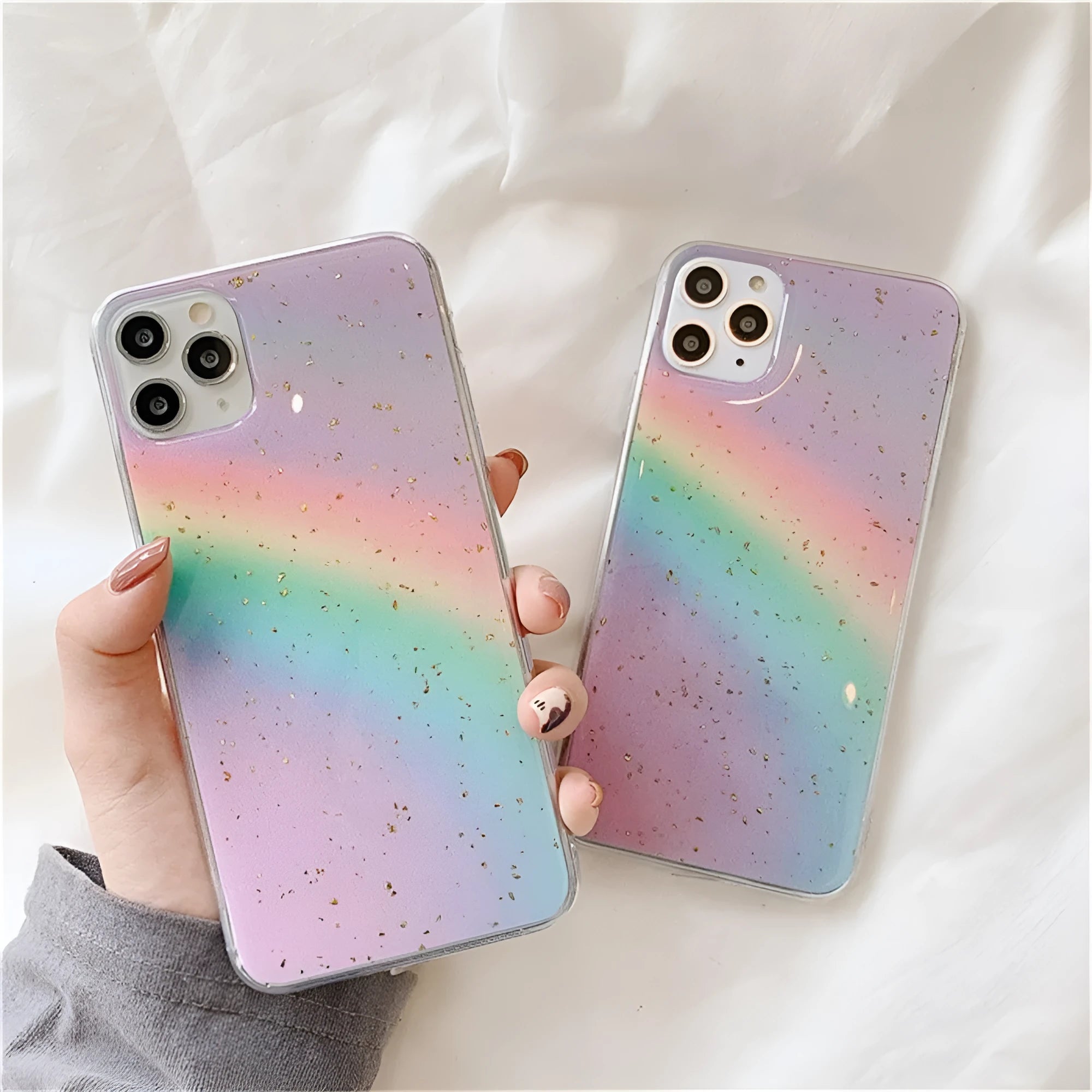 Rainbow gradient colour tpu phone case with stripes for iPhone models