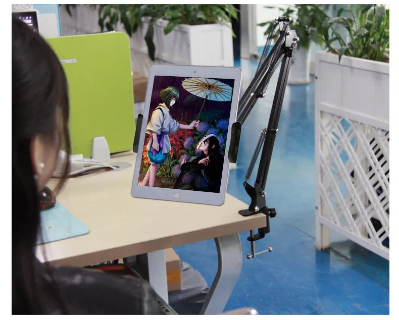 10cm folding phone tablet stand in black colour showing adjustable height feature