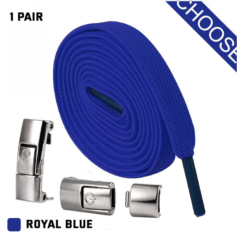 Press lock elastic shoelaces with 8mm widened flat design in various colours