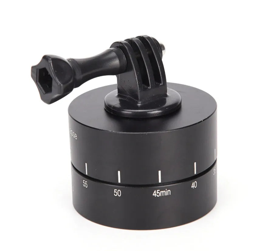 360-degree auto rotate camera tripod head base compatible with GoPro, SLR, and iPhone.