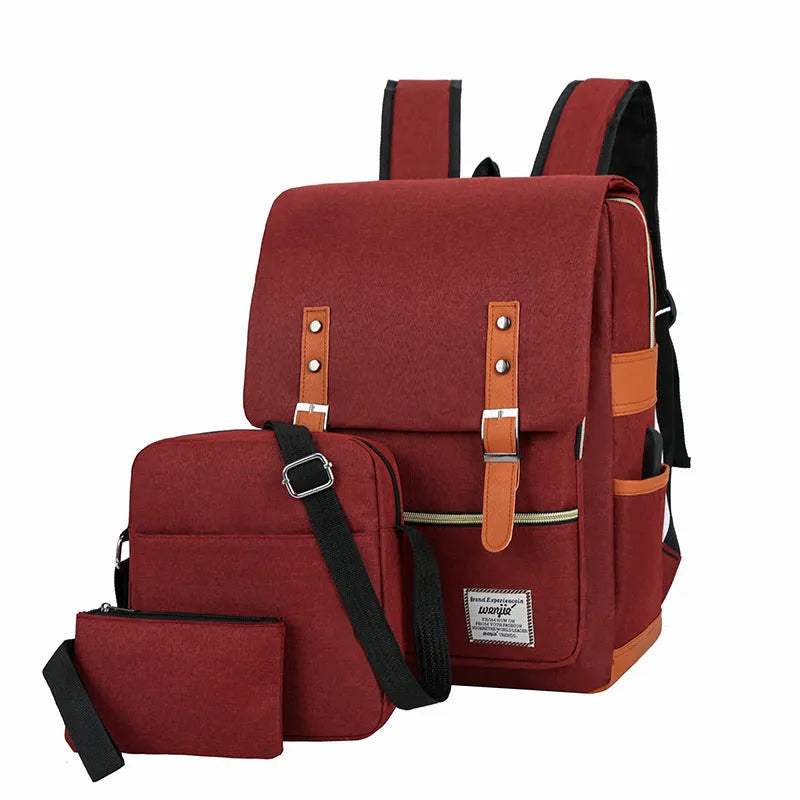 Three-piece waterproof Oxford cloth business backpack in grey with curved shoulder straps