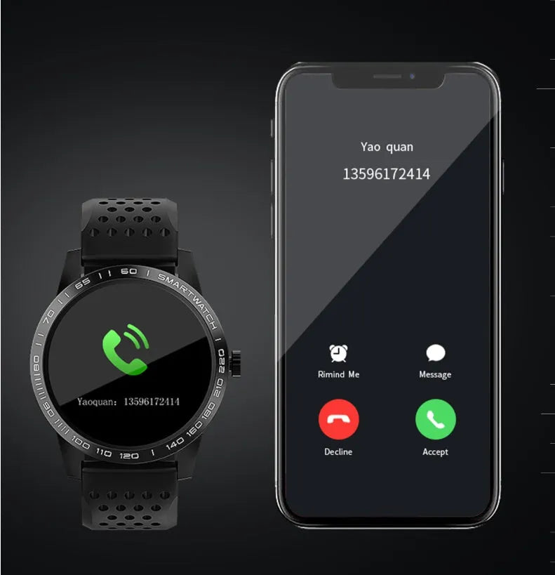 Slim black or blue smart bracelet with a 1.3-inch colour screen showing fitness metrics.