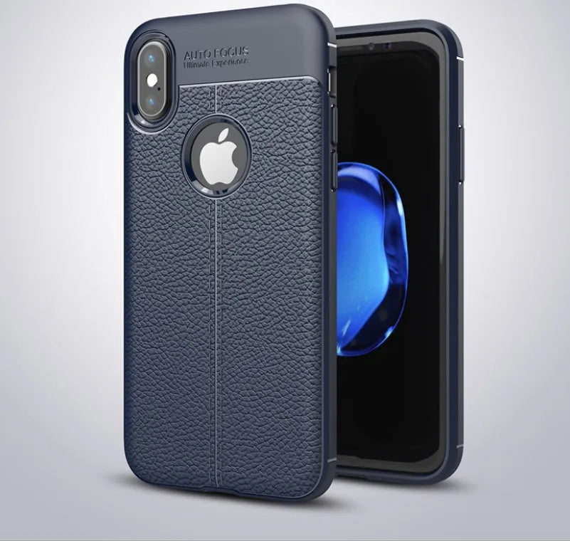 WeFor black PU leather and silicone case for OnePlus 6 phone with screen protector.