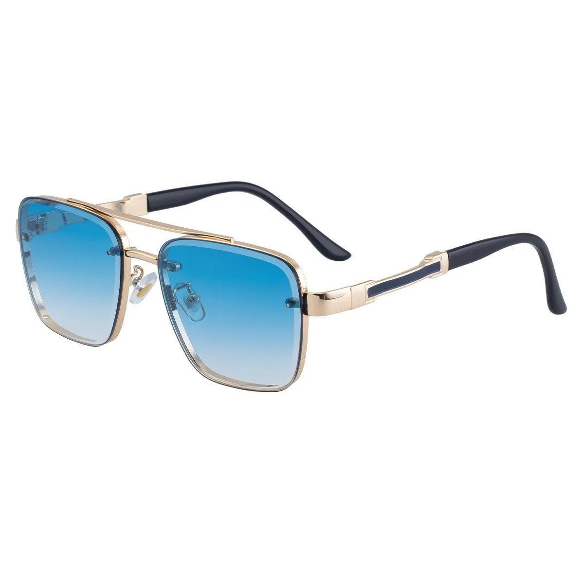 Men's vintage sunglasses with UV protection in gold gradient blue colour with PC frames