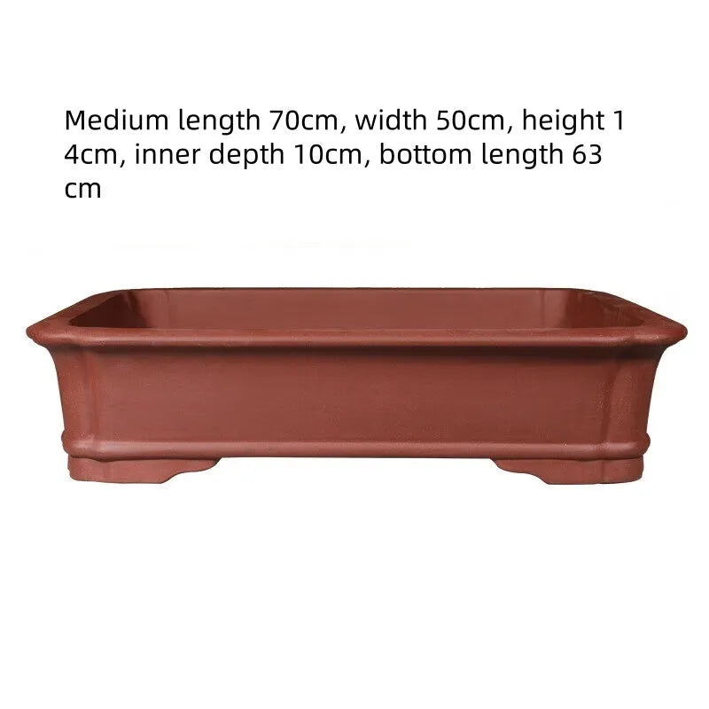 Handmade purple clay rectangular bonsai flower pot for indoor plants