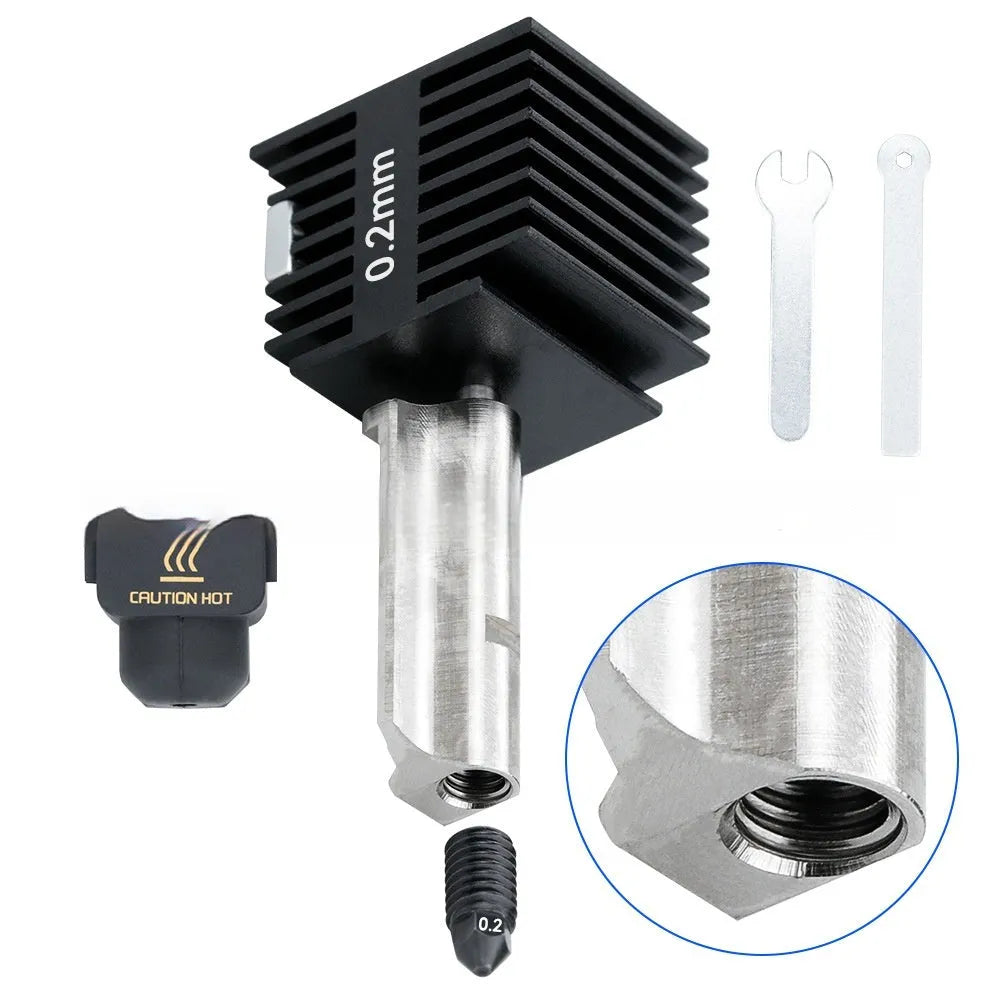 Bambu Lab A1 Mini 3D printer hardened steel hot end nozzle assembly with silicone sleeve