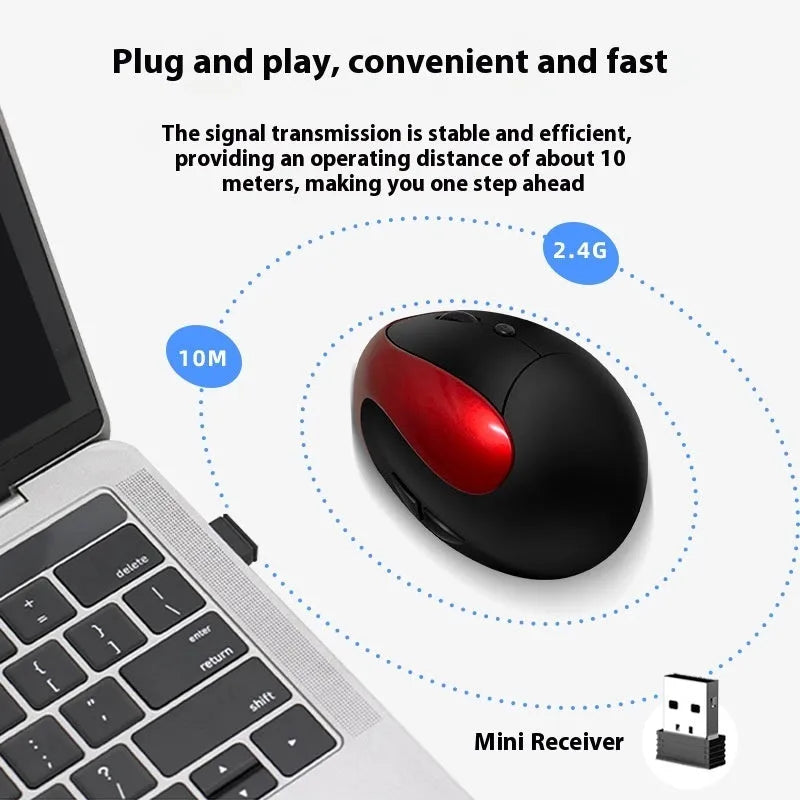 Vertical ergonomic wireless mouse in multiple colour options showing compact 103x60x73mm dimensions