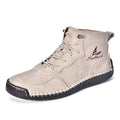 Men's high-top casual boots with elastic band closure and round toe design in dark blue colour