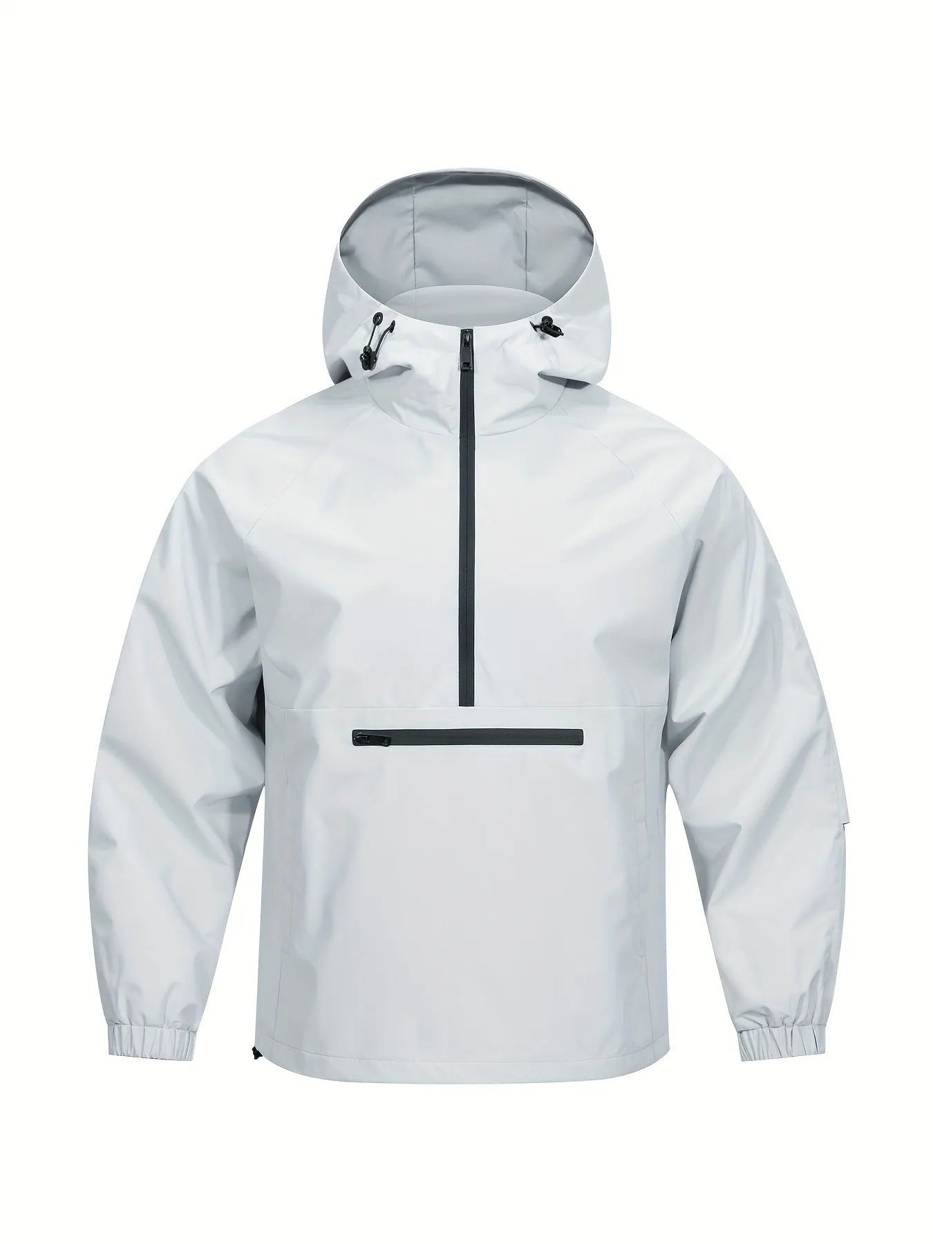 Men's Korean-style loose half-zip hooded jacket in corduroy fabric with rabbit fur composition